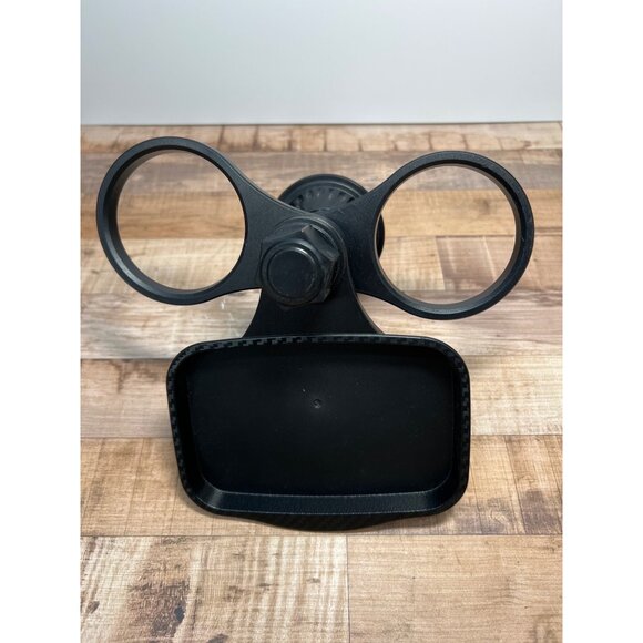 Black Plastic Adjustable Dual Cup Holder & Tray For Car Consoles - Picture 2 of 3